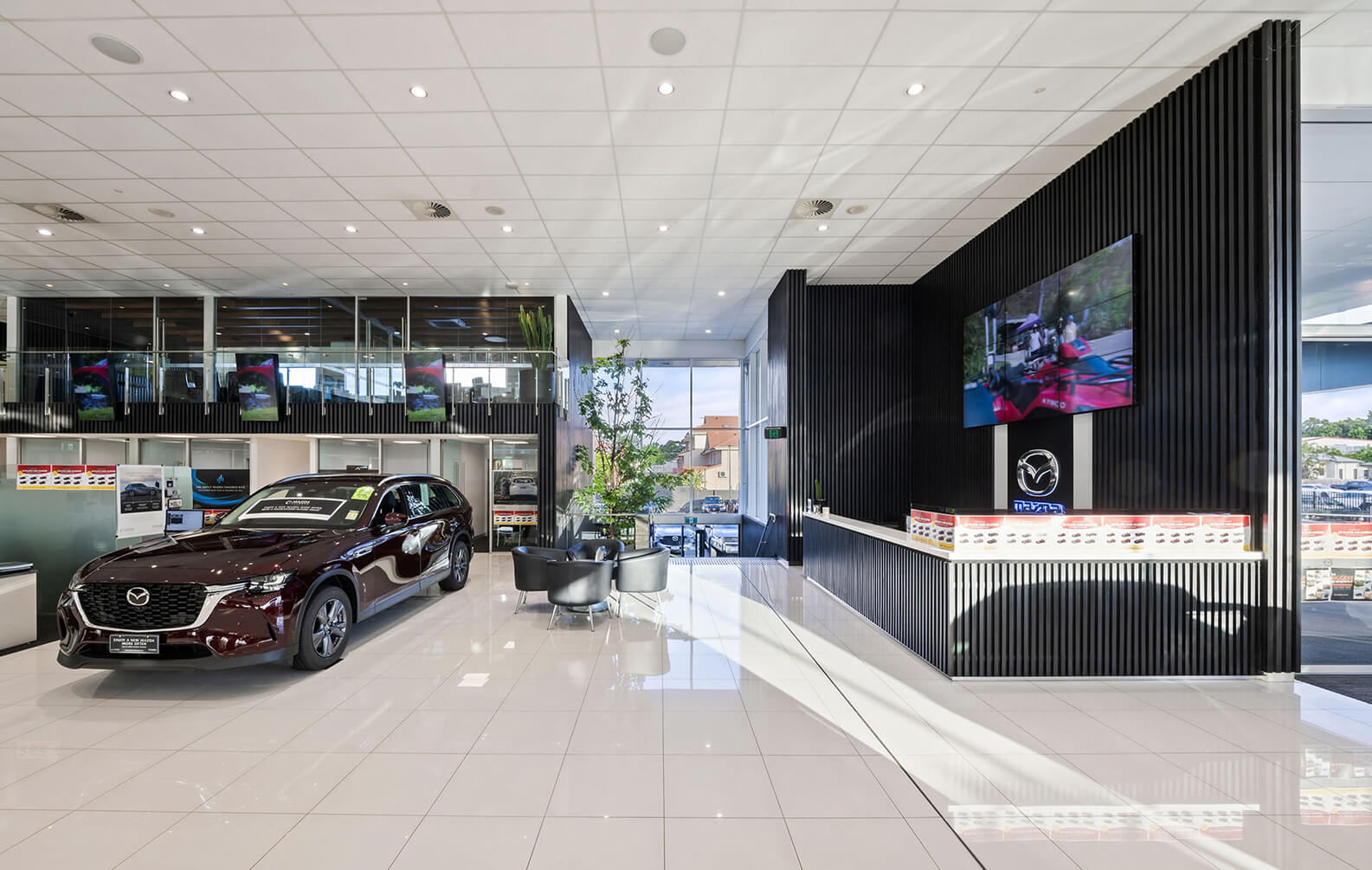 Sculptform Click-on Screens and Battens at Aspley Mazda Ceiling and Walls