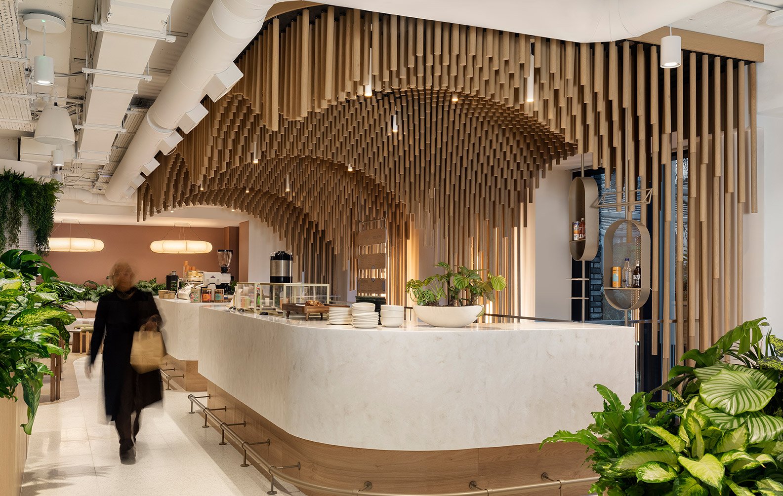 Pixelated Ceiling Section at Mayvn Cafe on Pentonville Rd London