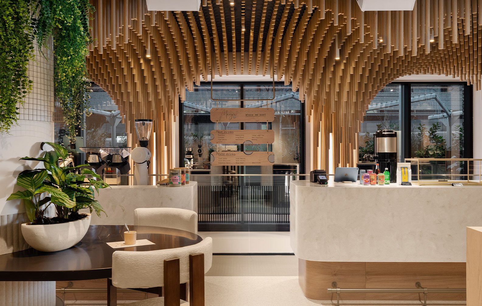 Pixelated Ceiling Section at Mayvn Cafe on Pentonville Rd London