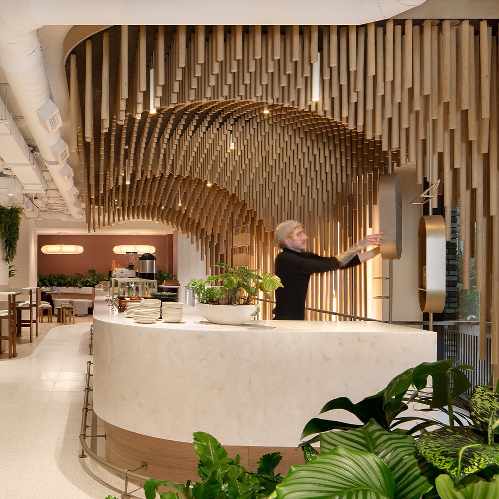 Pixilated Ceiling at Mayvn Cafe Pentonville Rd London